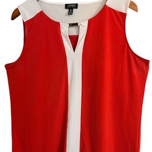 Jones New York, Size L Orange & White Tank Top in Great Condition!